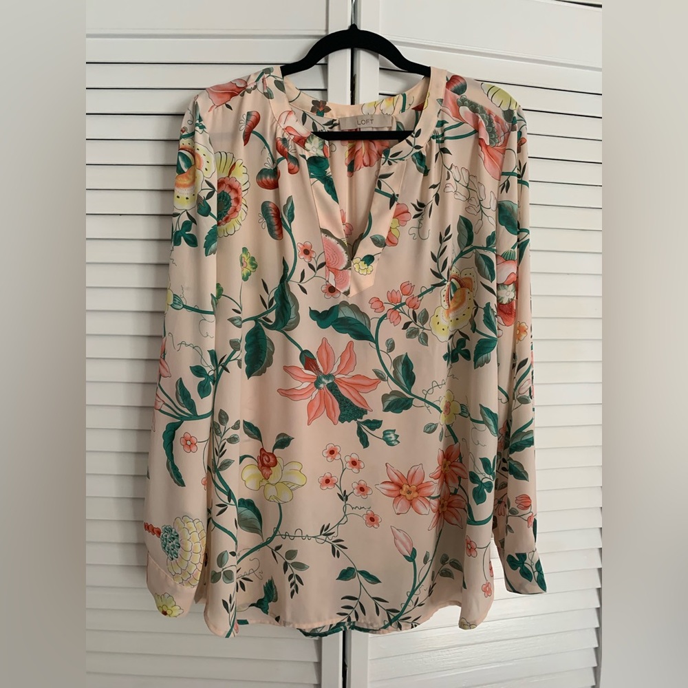 LOFT Pink Floral Blouse